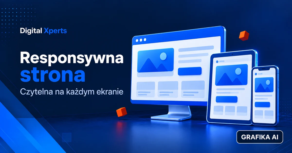 Responsywna strona. Czytelna na każdym ekranie — ilustracja AI