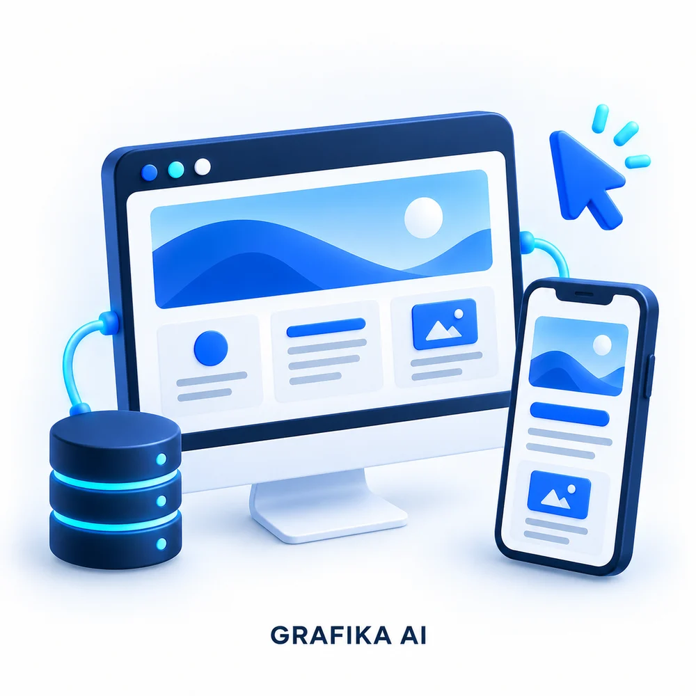 Strony i sklepy internetowe — ilustracja AI