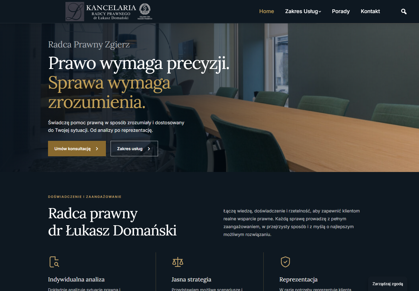 Strona główna serwisu Domański Kancelaria po modernizacji